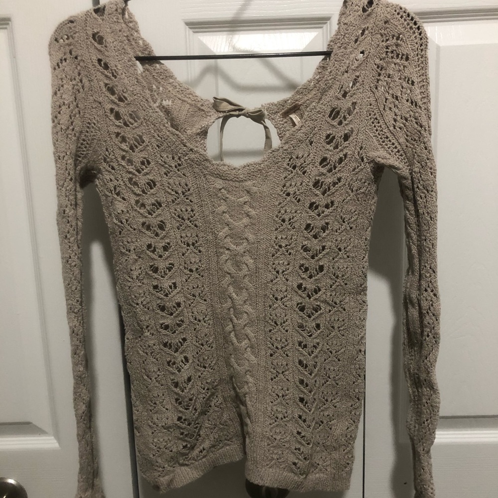Free People Bow tie Open Back Sweater